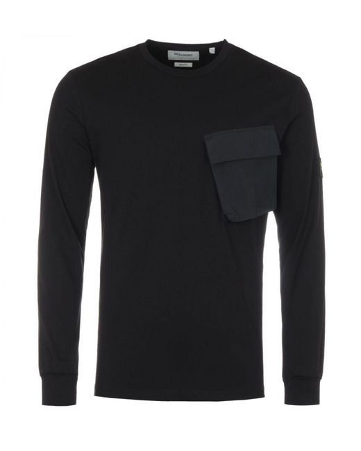 Lyle & Scott Black Long Sleeve Pocket T-shirt Cotton for men