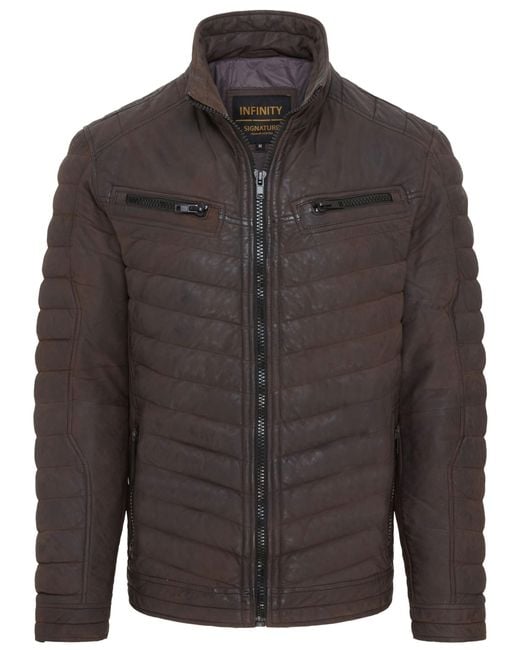 Infinity Leather Gray Quilted Puffer Bomber Jacket for men