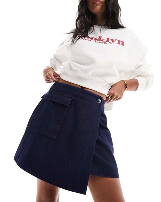 Whistles Blue Mini Skirt With Side Pocket