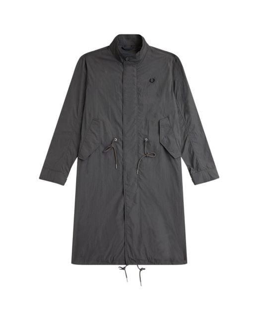 Fred Perry Gray Straight Hem Gunmetal Thin Parka Jacket for men