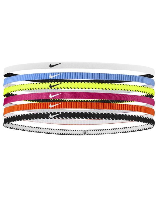 Nike Blue Classic Flexible Slim Hairband (Pack Of 6) (Multicoloured)