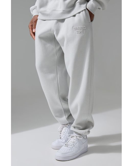 BoohooMAN Gray Active Training Dept Oversized Embossed Sweatpants for men
