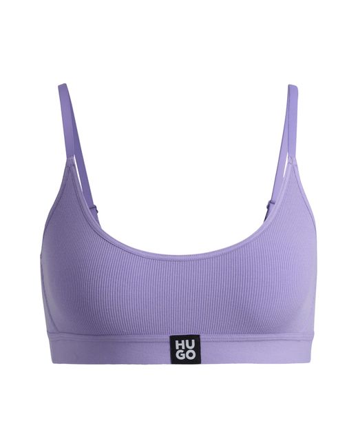 HUGO Purple Womenss Stretch-Modal Bralette With Logo Band