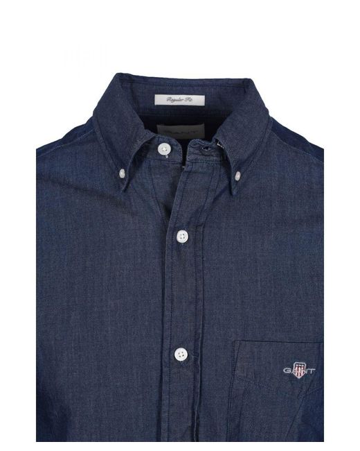 Gant Blue Long Sleeved Shirt Dark for men