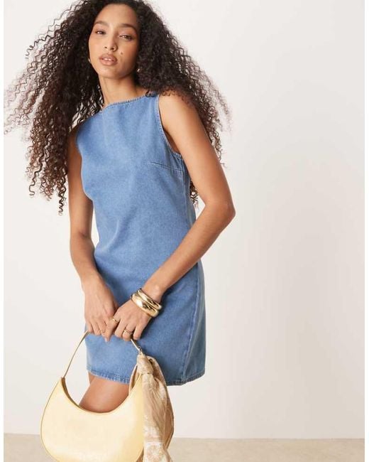 ASOS Blue Denim Shift Mini Dress