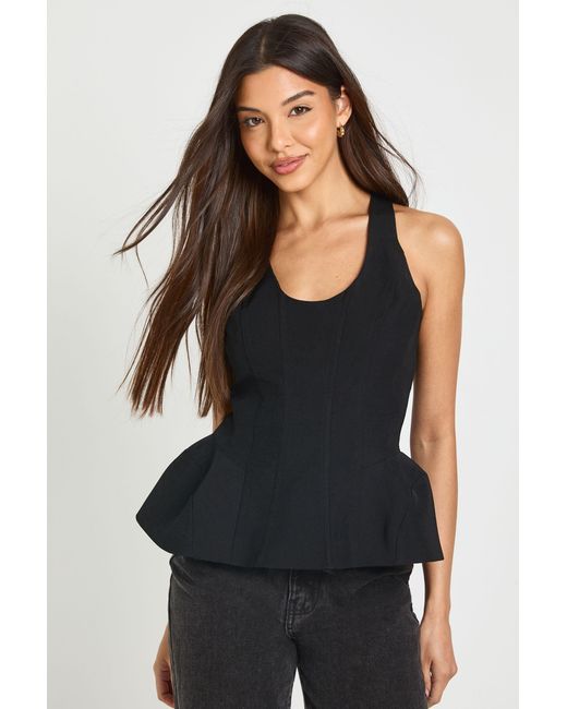 Boohoo Black Peplum Structure Corset Top