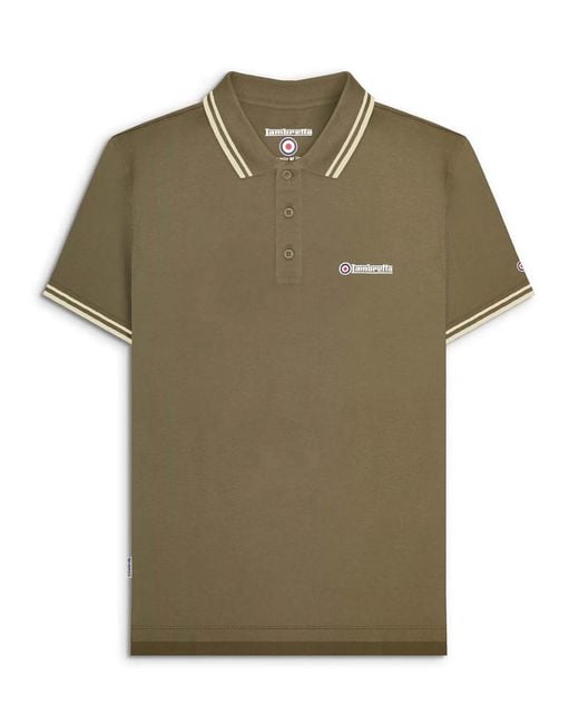 Lambretta Green Oatmeal Twin Tipped Polo Shirt for men