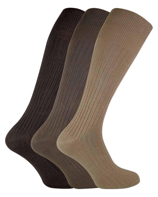 Sock Snob Brown 3 Pairs Long Knee High Length 100% Cotton Socks for men