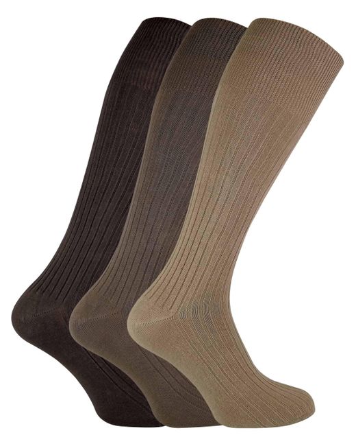 Sock Snob Brown 3 Pairs Long Knee High Length 100% Cotton Socks for men