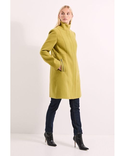 PRINCIPLES Yellow Check Funnel Zip Through Coat