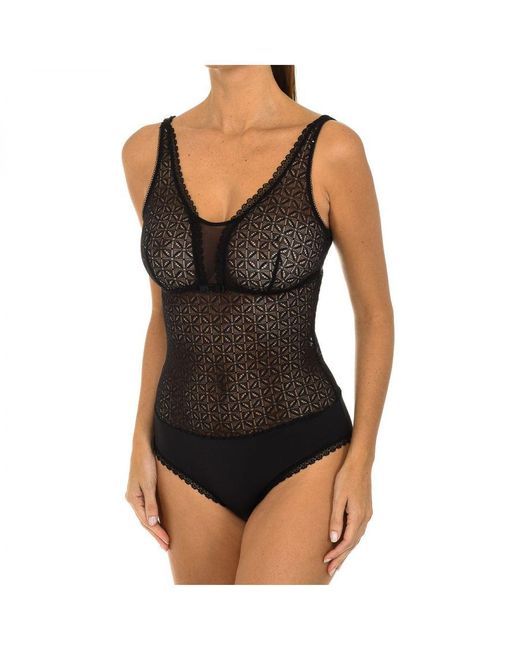 Dim Black Daily Glam Trendy Lace Bodysuit With Straps D07M7