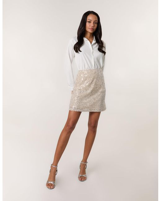 Blue Vanilla Multicolor Sequin Mini Skirt