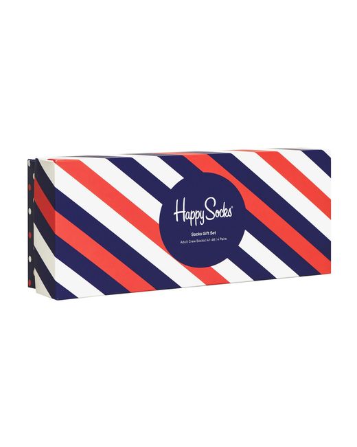 Happy Socks Blue 4 Pack & Ladies Design Classic Gift Set for men
