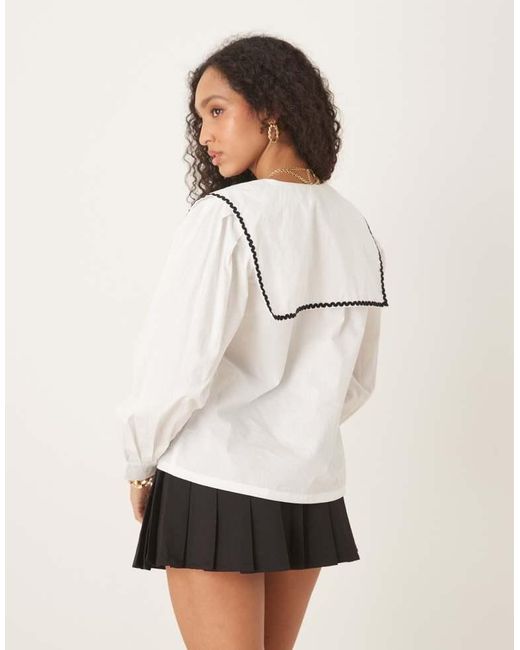 Nobody's Child Natural Bingley Bow Detail Collar Blouse