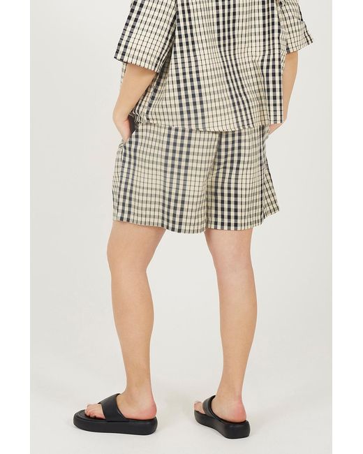 Brave Soul Natural Curve Check Shorts With Tie Waist