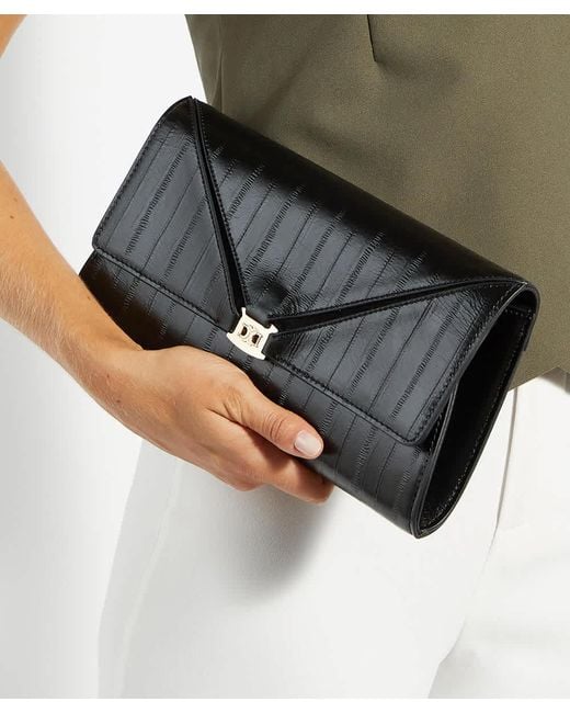 Dune Black Bee Leather Clutch Bag