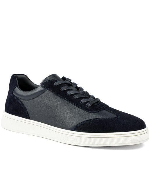 Jones Bootmaker Blue Saladino Leather Lace Up Trainers for men