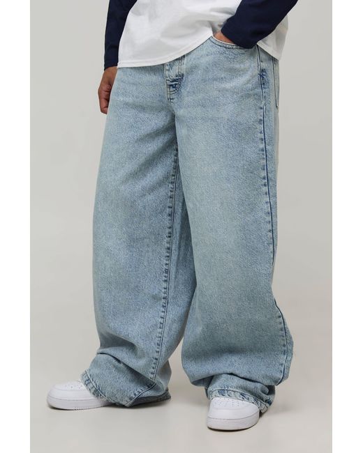 BoohooMAN Blue Basic Baggy Fit Jeans for men