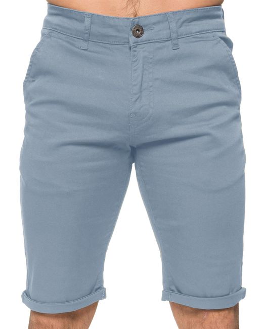 Enzo Blue Slim Fit Stretch Chino Shorts for men