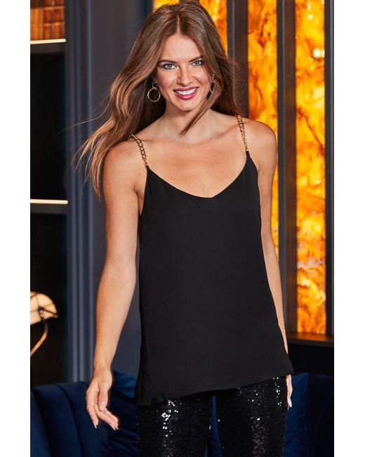 Sosandar Black Chain Strap Cami Top