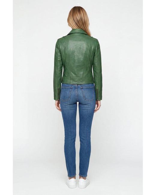 Elle Green Armin Leather Biker Jacket
