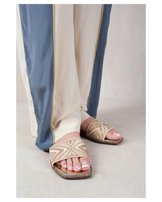 Where's That From White 'Blossom' Flat Sandals With Sparkly Textured Single Band