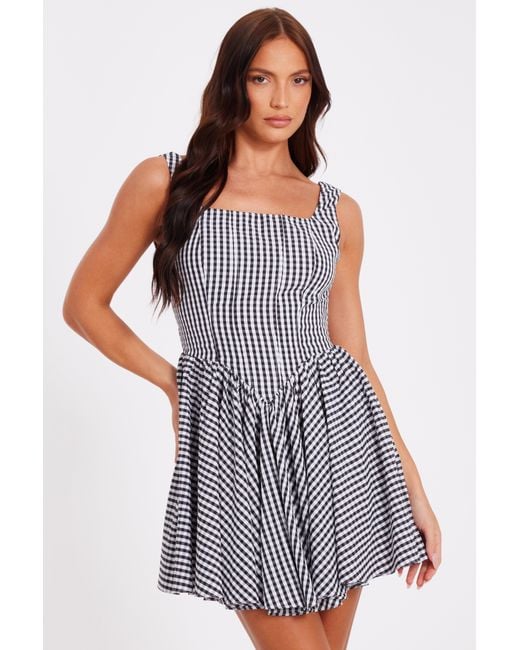Quiz Black Gingham Skater Dress