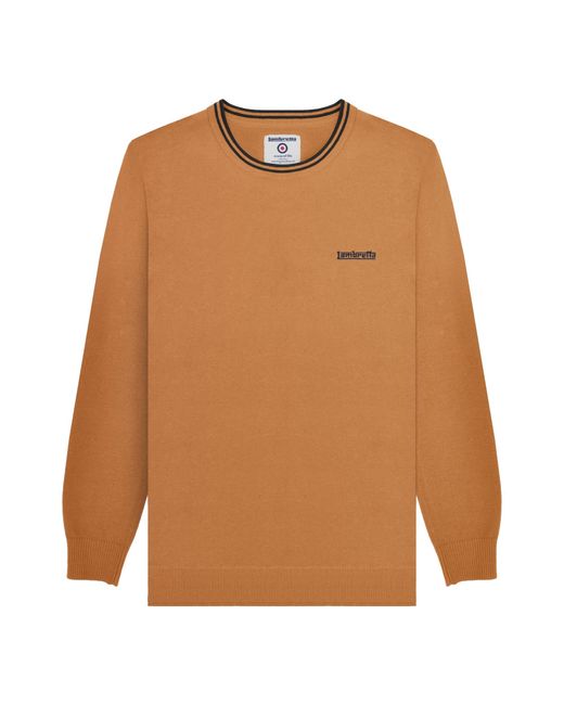 Lambretta Brown Knitted Tipped Jumper (Tobacco/ for men