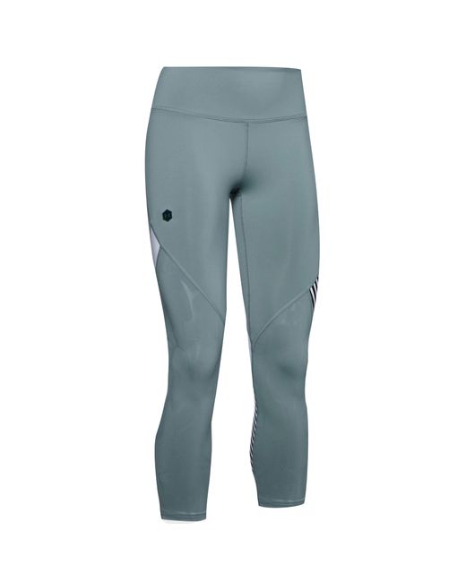 Under Armour Blue Rush Embossed Shine Crop Leggings Tight 1351717 396