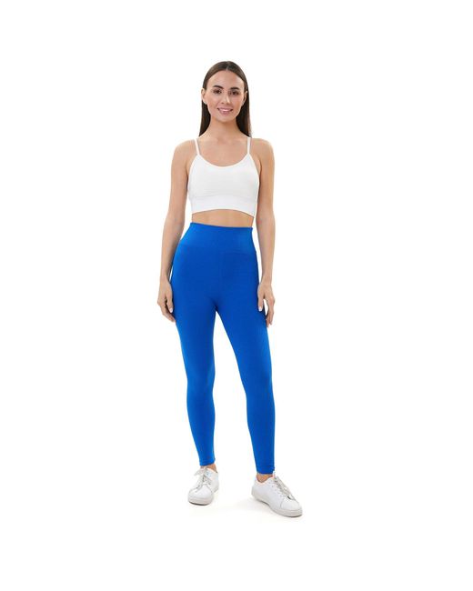 Lookus Blue Zelal Ribbed Leggings