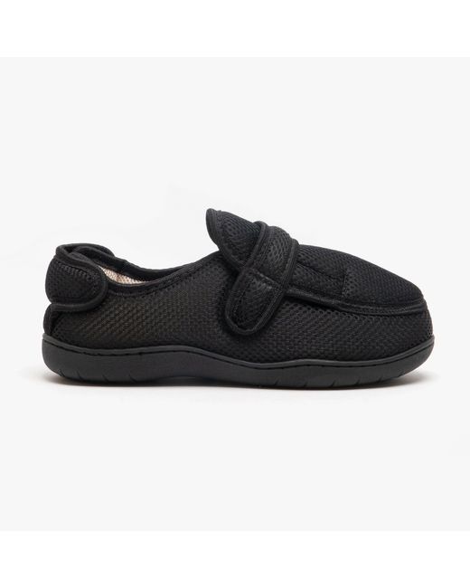 Zedzzz Black Josh Super Wide Touch Fasten Slippers for men
