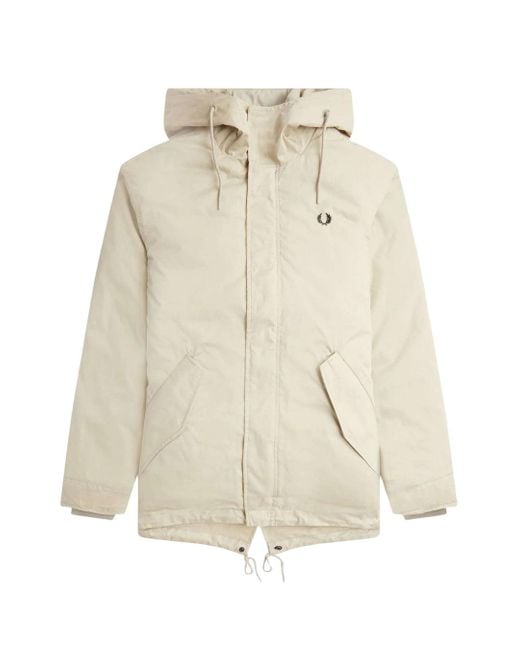 Fred Perry Natural Light Oyster Short Padded Parka Jacket for men