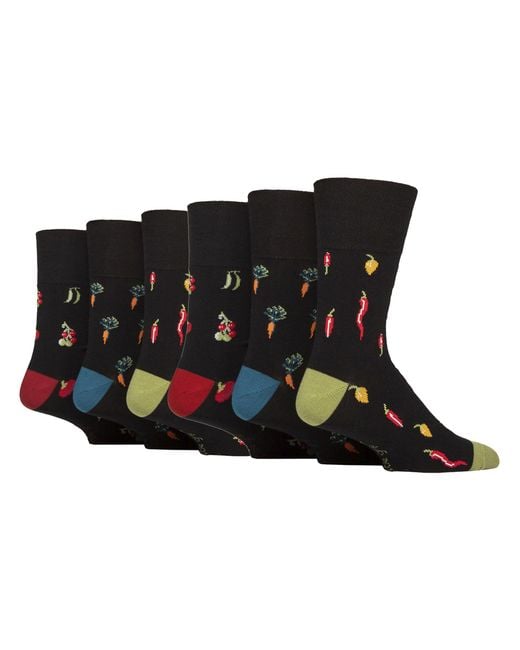 Gentle Grip Black 6 Pairs Soft Top Non Elastic Diabetic Socks For for men