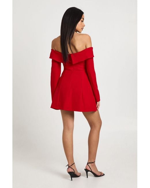 Boohoo Bardot Structured Mini Dress