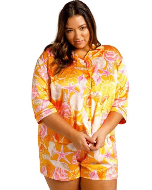 Chelsea Peers Orange Cpny-23-085-Curve Short Pyjama Set
