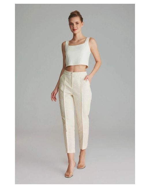 GUSTO White Textured Cigarette Trousers