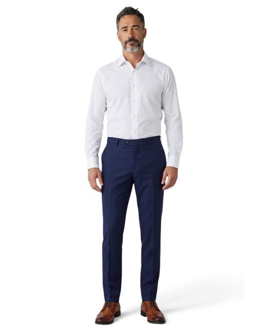 Paul Andrew Blue Formal Pants Tailored Fit Trousers for men