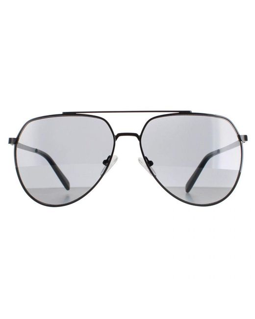 Calvin Klein Gray Aviator Shiny Solid Smoke Ck20124S Metal (Archived) for men