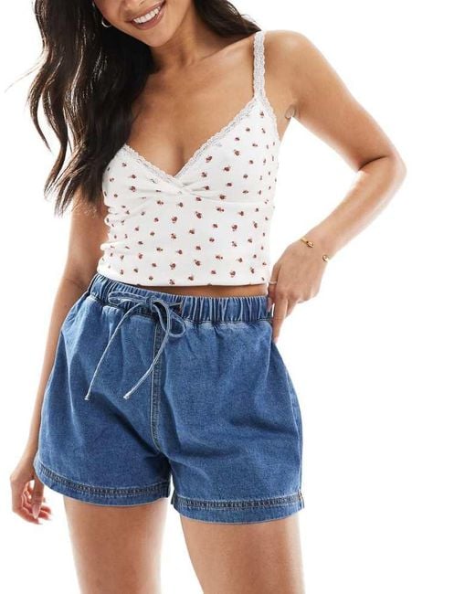 ASOS Blue Jogger Style Denim Pull On Short