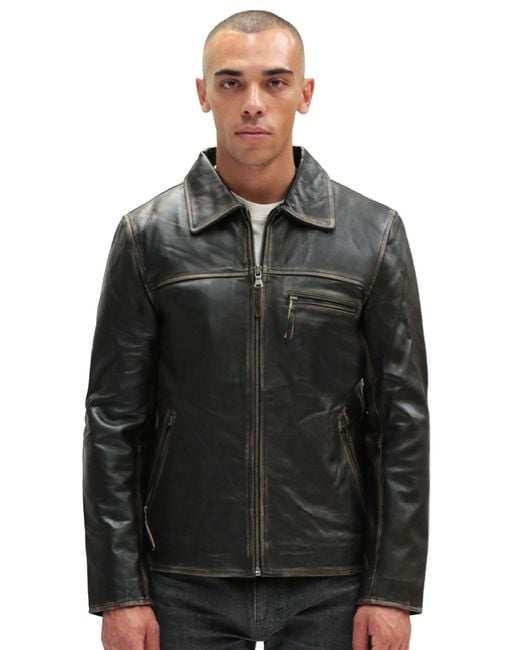Infinity Leather Black Harrington Cow Hide Jacket-Lima for men