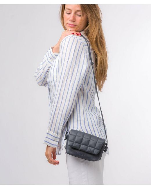Pure Luxuries Gray 'Zoey' Nappa Leather Cross Body Bag