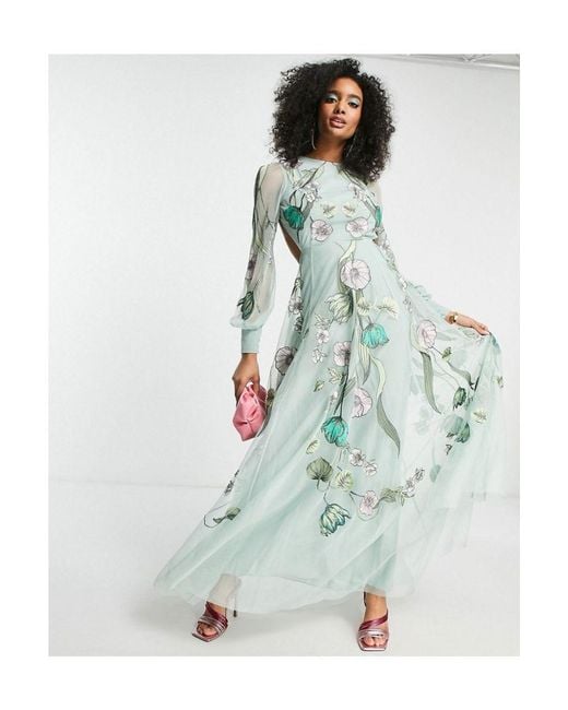 Asos edition nouveau embroidered maxi dress deals