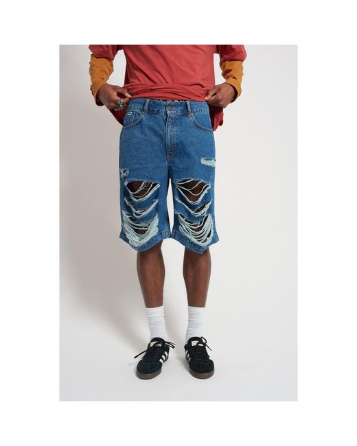 The Ragged Priest Blue Rag Feral Shorts for men