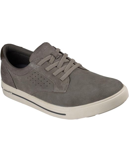Skechers Gray Arch Fit Solano 2.0 Rey Leather Lace-Up Shoes for men