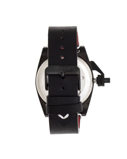 Shield Black Pascal Leather-Band Diver Watch for men