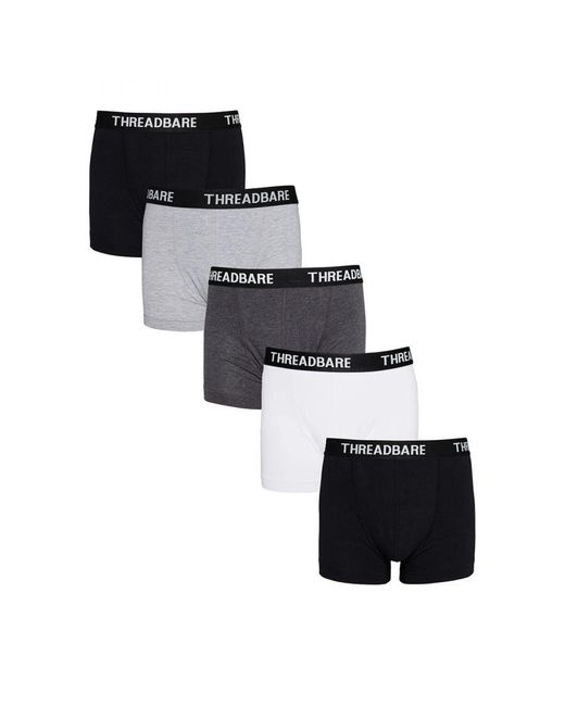 Threadbare Black 5 Pack 'Jam' Hipster Boxers for men