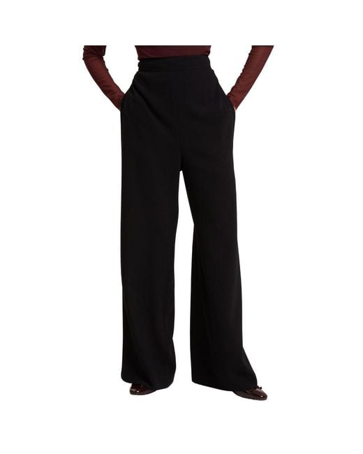 Ted Baker Black Gorjja Piping Detail Wide Leg Crepe Trouser