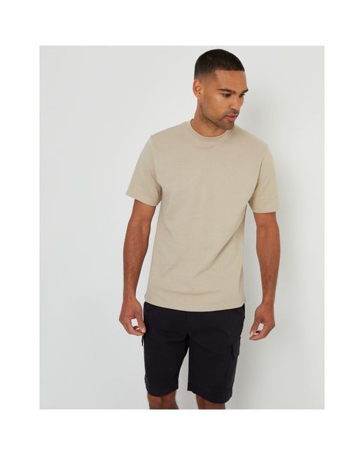 Threadbare Natural Regular Fit Crew Neck Short Sleeve T-Shirt for men