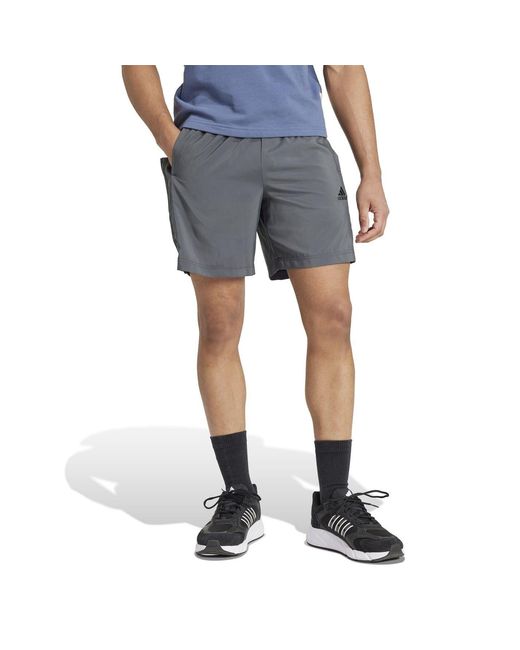 Adidas Gray Essentials 3 Stripes Shorts for men