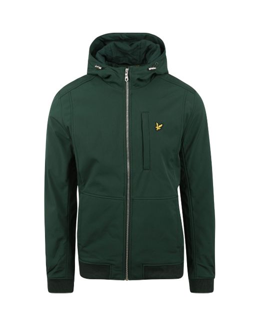 Lyle & Scott Green Branded Logo Dark Hooded Softshell Jacket for men